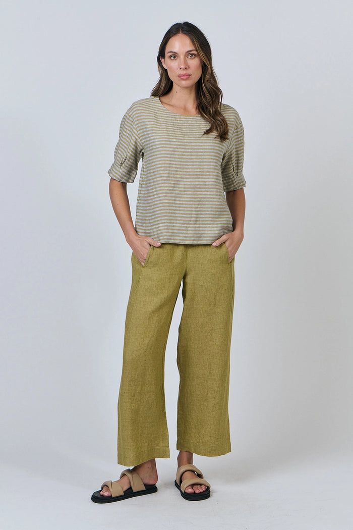 Naturals by O & J Linen Boat Neck Top in Reed GA623