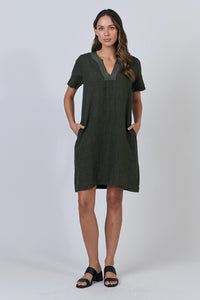 Naturals by O & J Linen Dress in Licorice GA627
