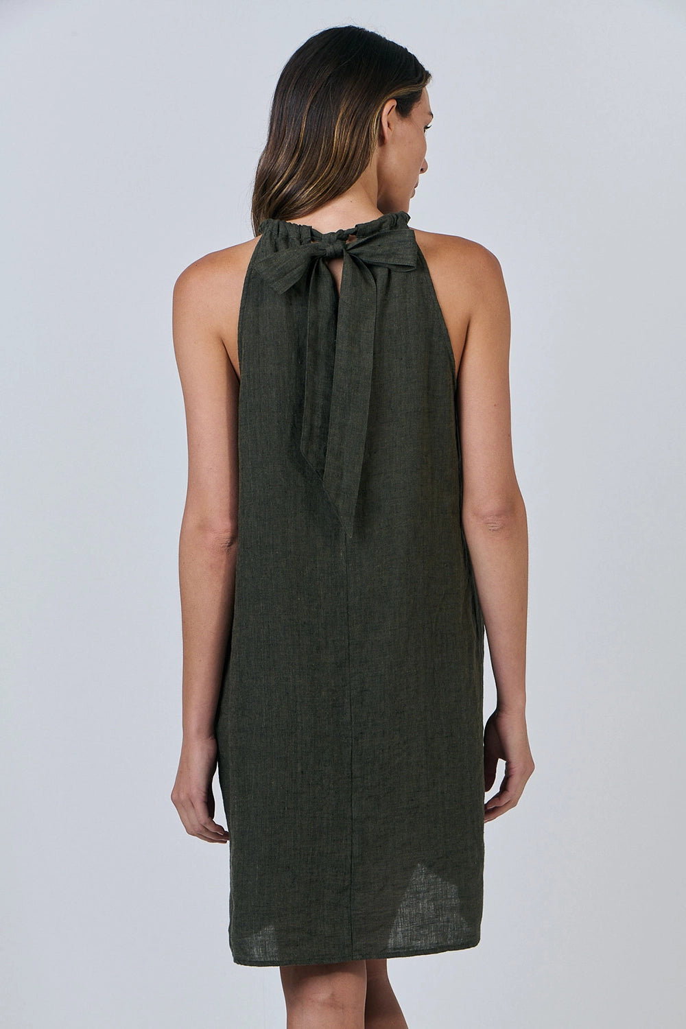 Naturals by O & J Linen Dress in Licorice GA630