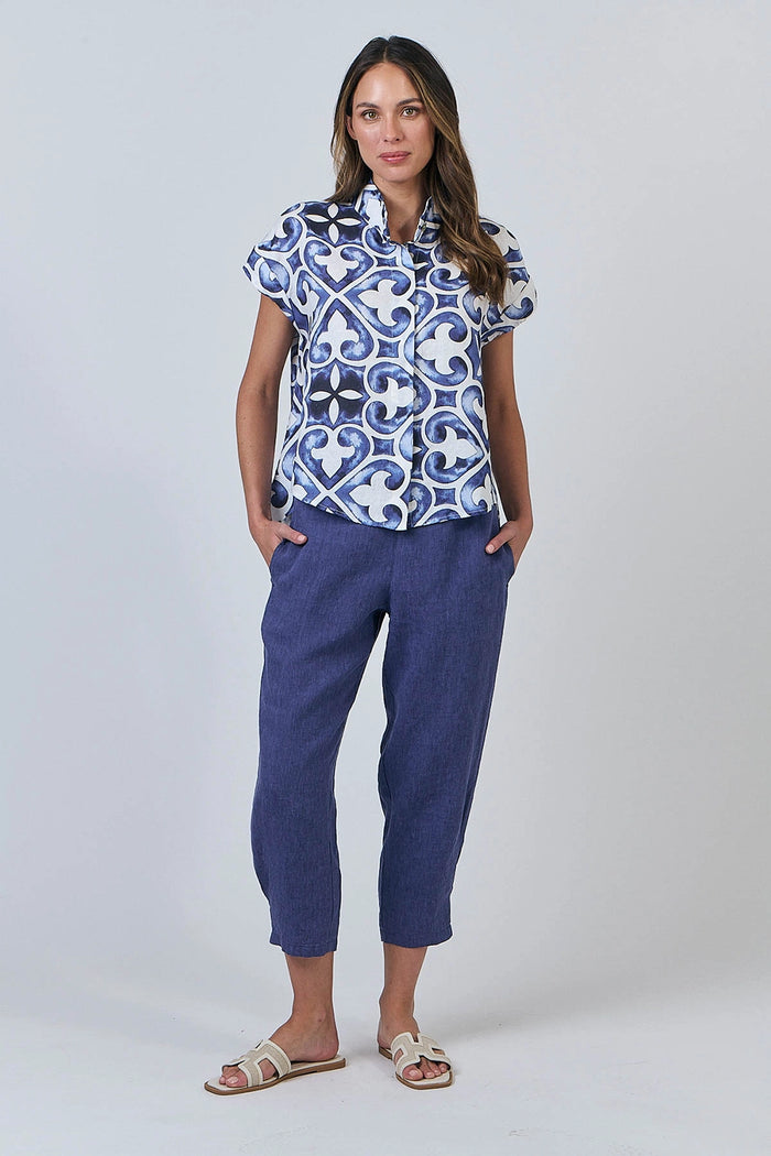 Naturals by O & J Linen Pants in Blueberry GA615