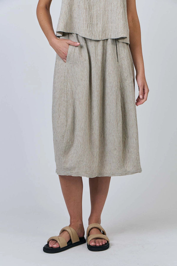 Naturals by O & J Midi Linen Skirt in Blister GA639