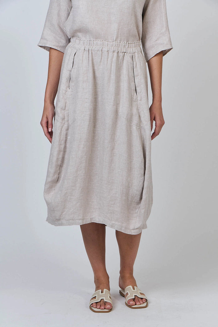Naturals by O & J Linen Skirt in Dune GA639