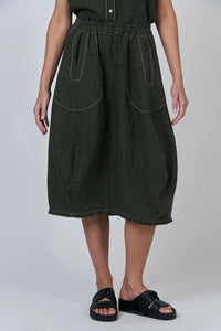 Naturals by O & J Linen Skirt in Licorice GA639