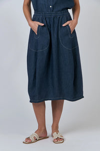 Naturals by O & J Linen Skirt in Poseidon GA639