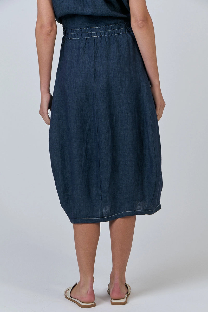 Naturals by O & J Linen Skirt in Poseidon GA639