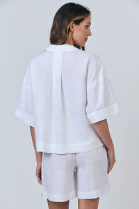 Naturals by O & J Linen Shirt in White GA640