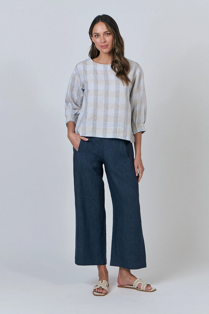 Naturals by O & J Linen Pants in Poseidon GA398