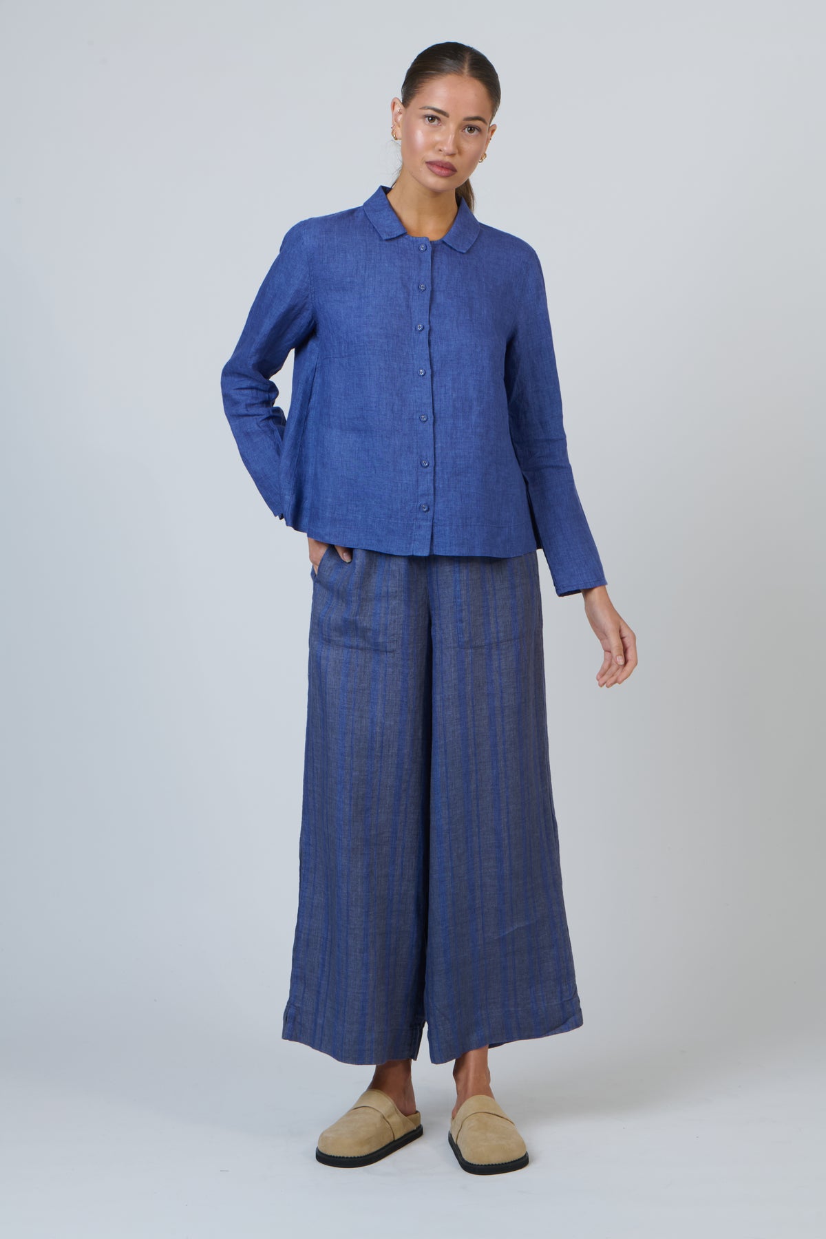 Naturals by O & J Linen Trousers in Placid Pipe GA578