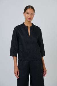 Naturals by O & J Linen Top in Black GA668