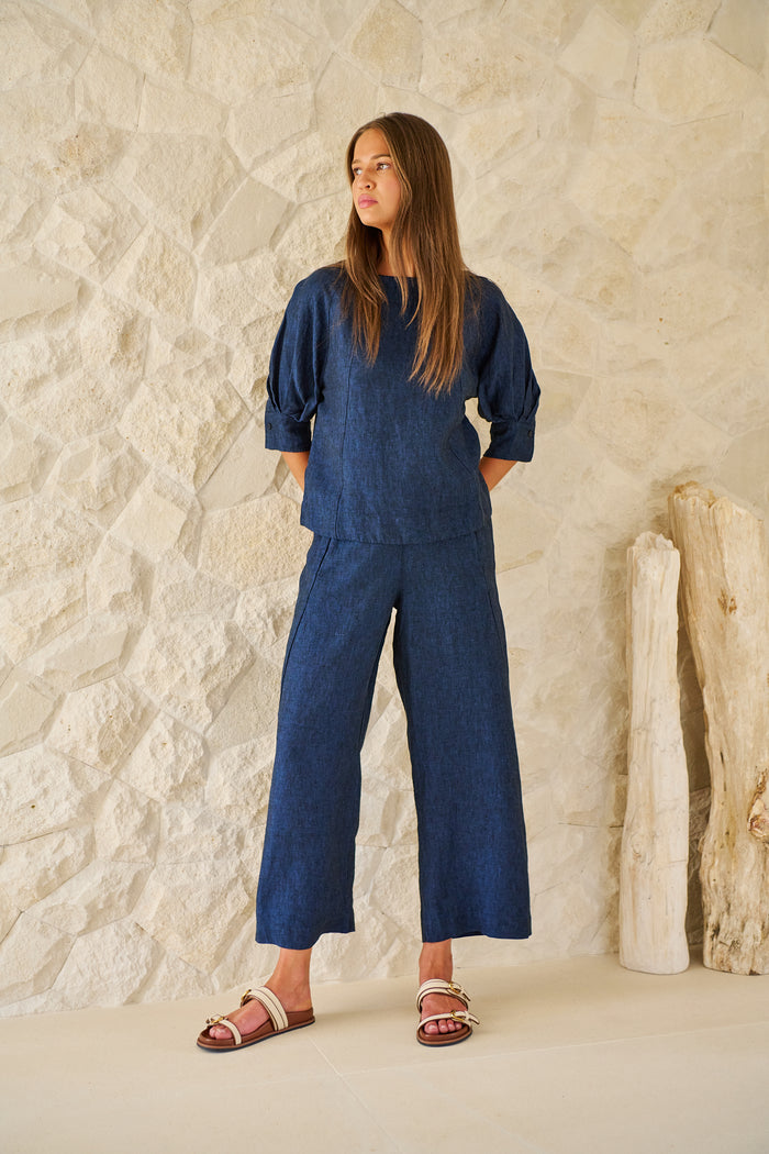 Naturals by O & J Linen Pant in Eclipse GA398
