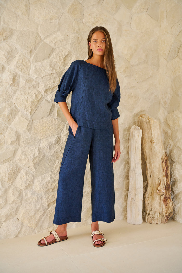 Naturals by O & J Linen Pant in Eclipse GA398