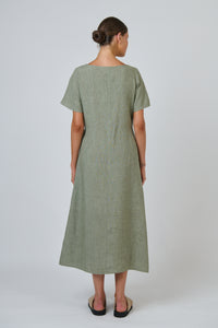 Naturals by O & J Linen Dress in Artichoke GA684