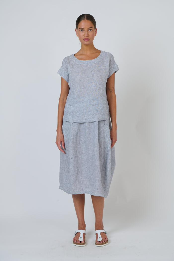 Naturals by O&J Linen Skirt in Sliver GA639