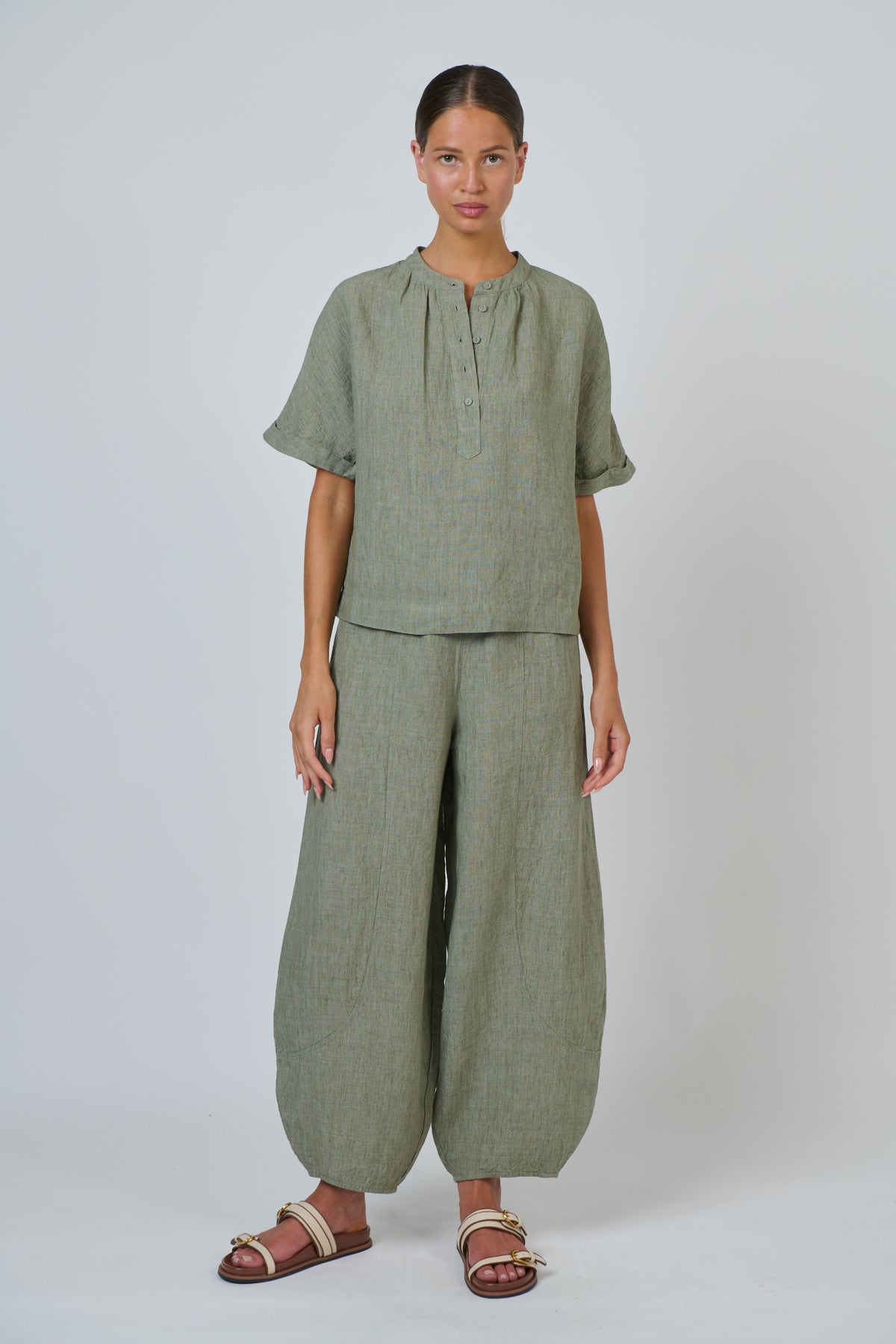 Naturals by O & J Linen Top in Artichoke GA689