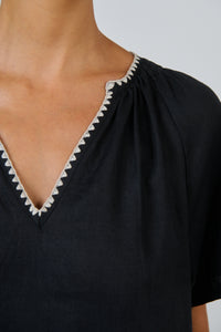 Naturals by O & J Linen Dress in Black GA703
