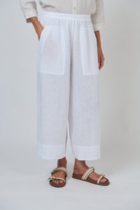 Naturals by O & J Linen Pants in White GA713