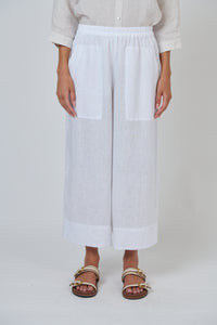 Naturals by O & J Linen Pants in White GA713