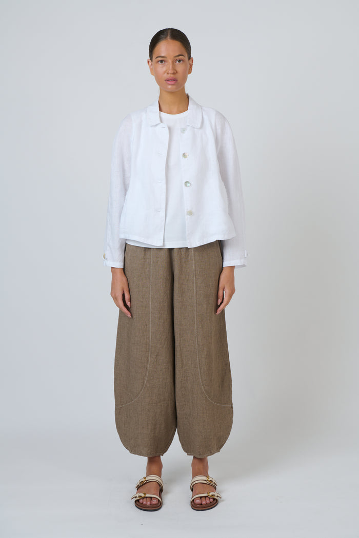 Naturals by O & J Linen Jacket in White GA715