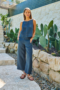 Naturals by O&J Linen Pant in Gunsmoke GA398
