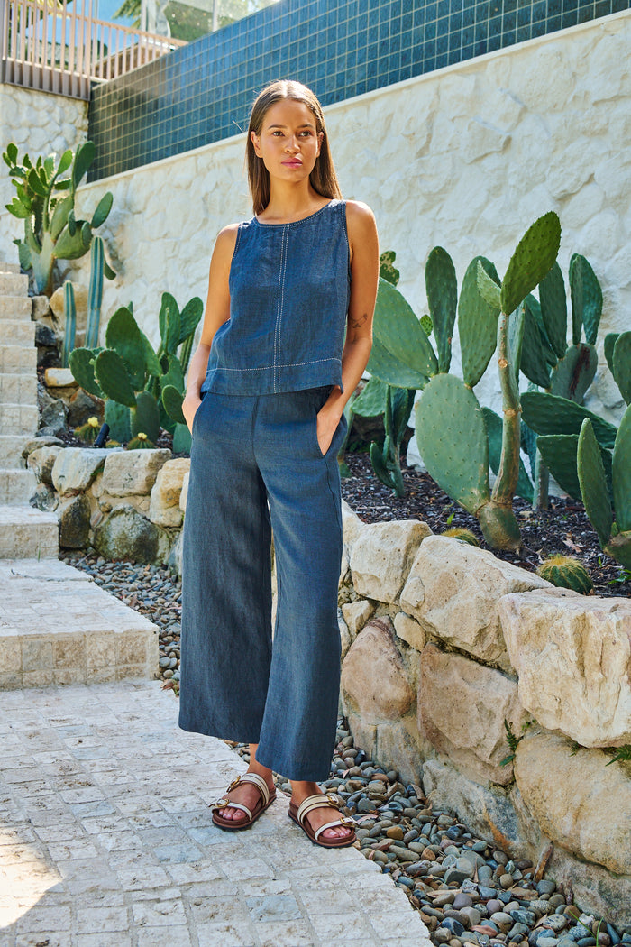 Naturals by O&J Linen Pant in Gunsmoke GA398
