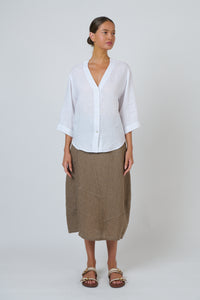 Naturals by O & J Linen Blouse in White GA717