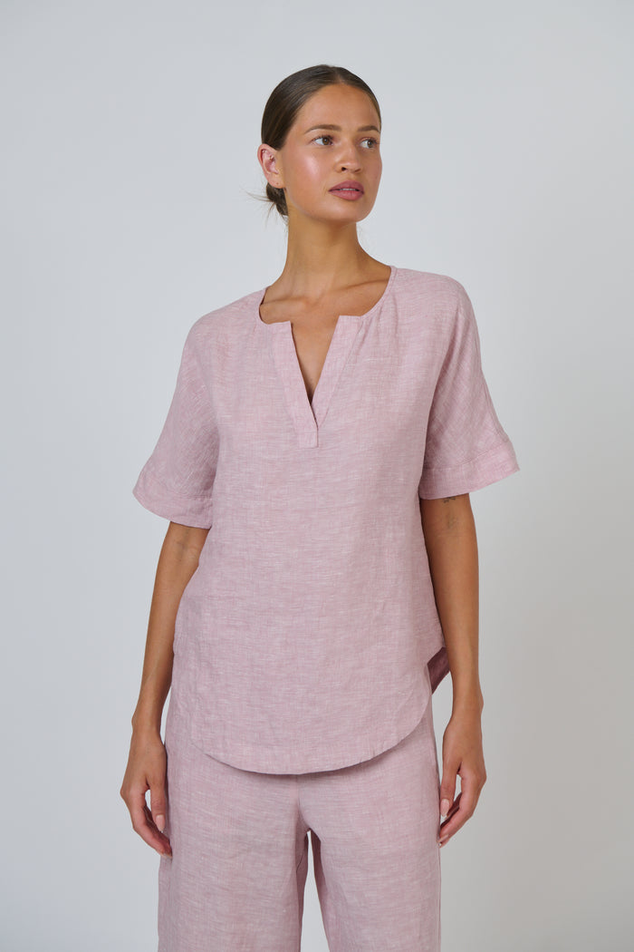 Naturals by O & J Linen Top in Radish GA718