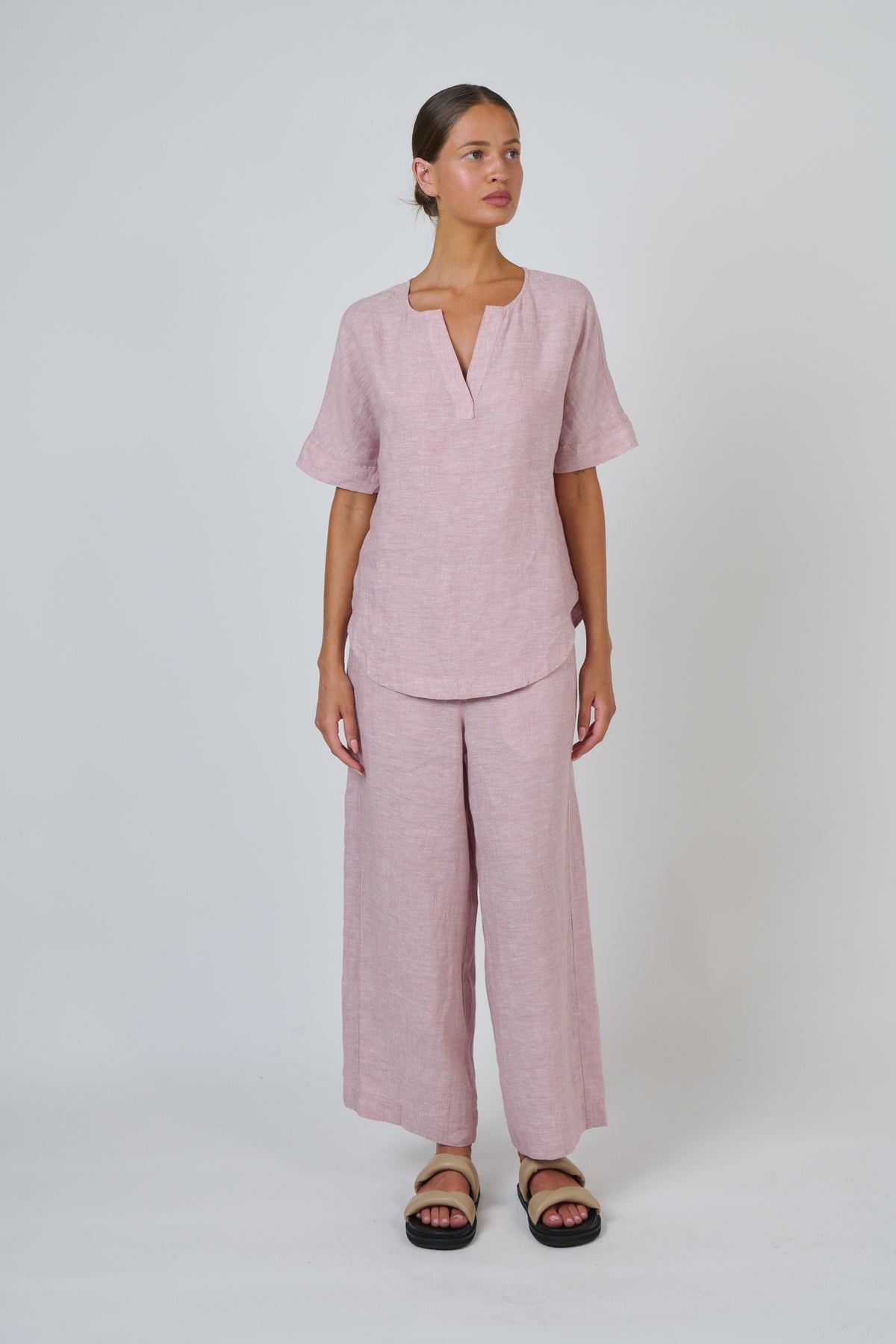 Naturals by O & J Linen Top in Radish GA718