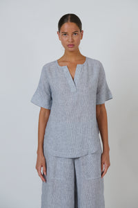 Naturals by O&J Linen Top in Sliver GA718