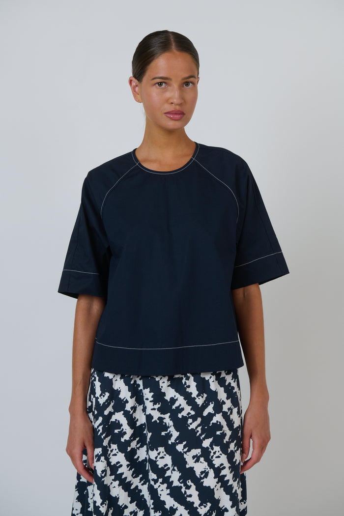 Naturals by O&J Poplin Top in Ink GA721