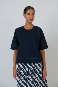 Naturals by O&J Poplin Top in Ink GA721