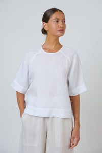 Naturals by O & J Linen Top in White Linen GA721