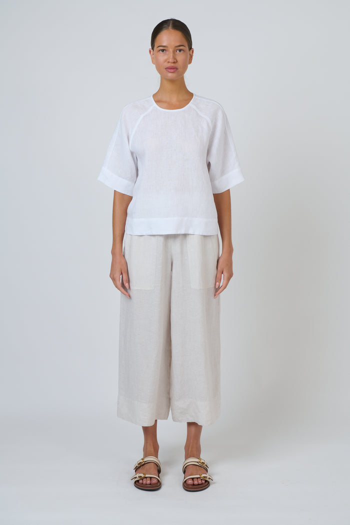 Naturals by O & J Linen Top in White Linen GA721