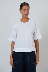 Naturals by O&J Poplin Top in White Poplin GA721