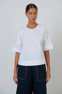 Naturals by O&J Poplin Top in White Poplin GA721