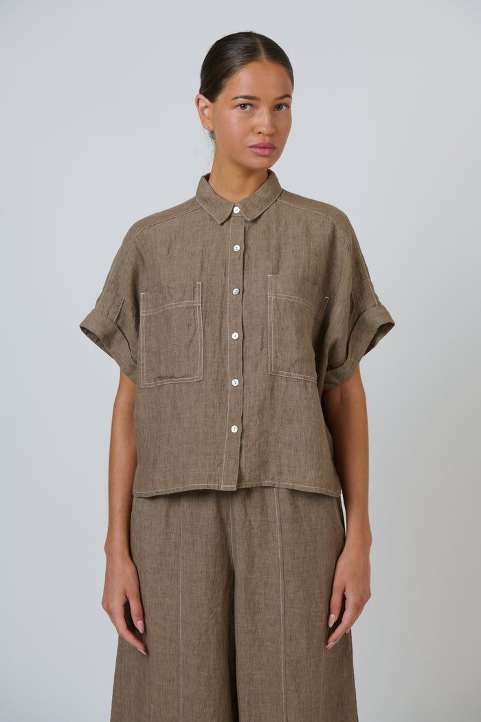 Naturals by O & J Linen Top in Agate GA723