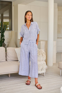Naturals by O&J Linen Pant in Sliver GA713