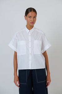 Naturals by O&J Poplin Top in White GA723
