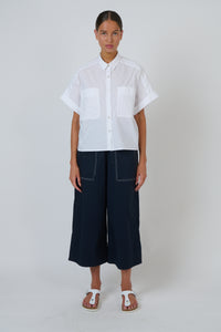 Naturals by O&J Poplin Top in White GA723