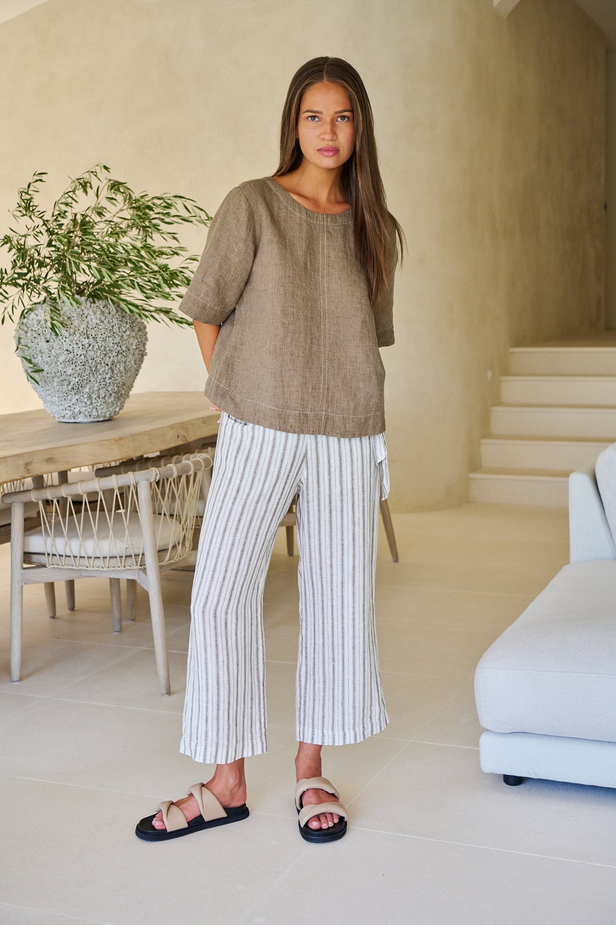 Naturals by O & J Linen Top in Agate GA724A