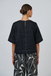 Naturals by O & J Linen Top in Black GA724A