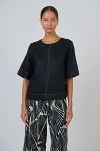 Naturals by O & J Linen Top in Black GA724A