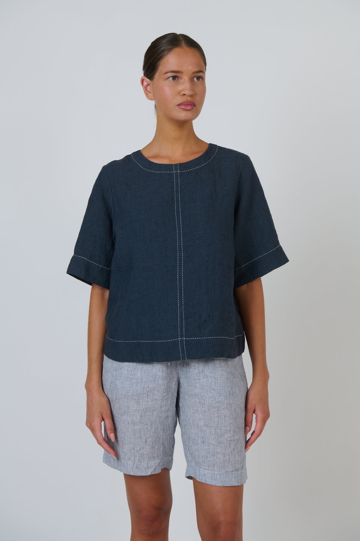 Naturals by O&J Linen Top in Gunsmoke GA724A