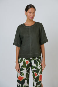 Naturals by O&J Linen Top in Topiary GA724A
