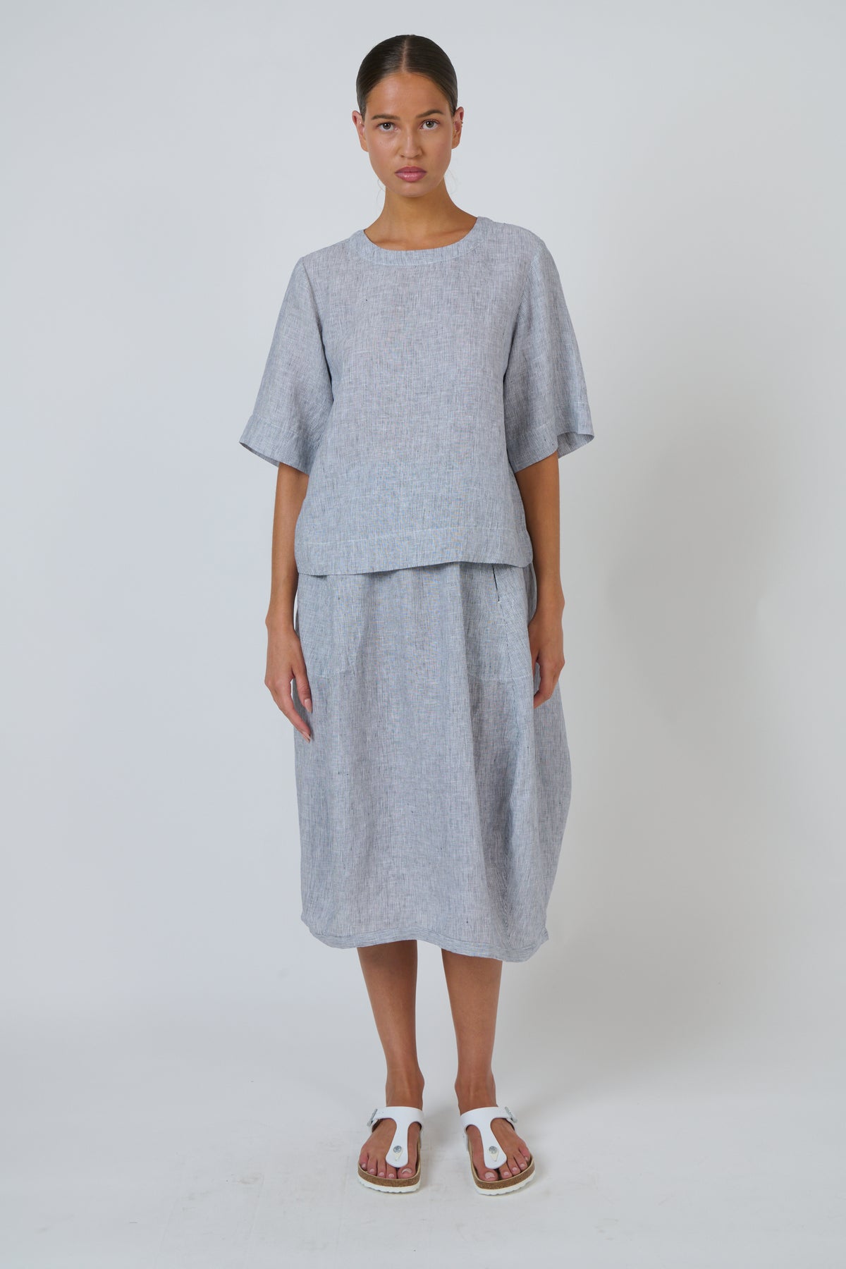Naturals by O&J Linen Top in Sliver GA724B