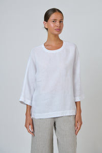 Naturals by O & J Linen Top in White GA730