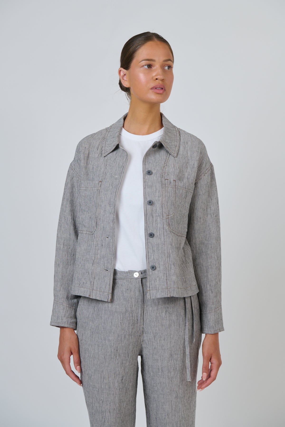 Naturals by O & J Linen Jacket in Rue GA732