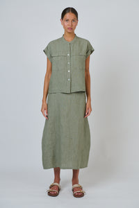 Naturals by O & J Linen Skirt in Artichoke GA736
