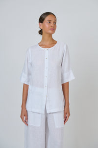 Naturals by O & J Linen Shirt in White GA739