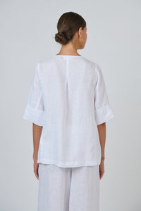 Naturals by O & J Linen Shirt in White GA739