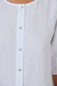 Naturals by O & J Linen Shirt in White GA739